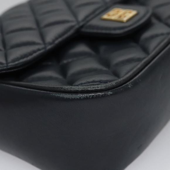 GIVENCHY Chain Shoulder Bag Leather Navy Gold Auth BD271 - Picture 9 of 16